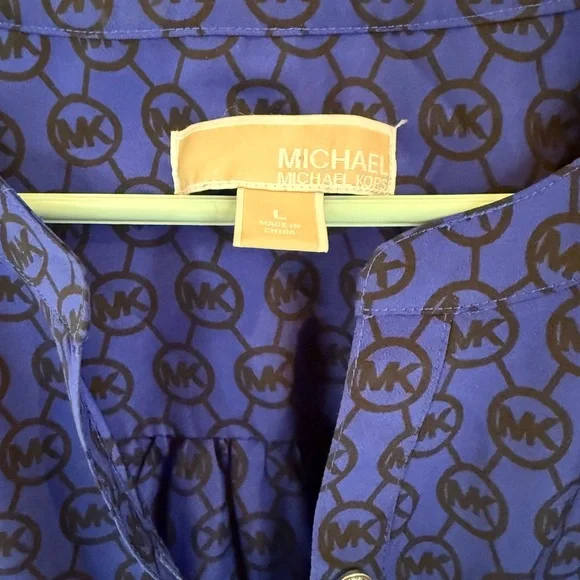 Michael Kors Blue and Black Patterned Blouse - Picture 2 of 6